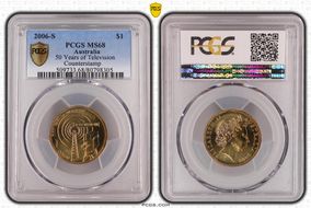 2006-S $1 50 Years of Television Counterstamp MS68