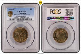 2006-TV $1 50 Years of Television Counterstamp MS67