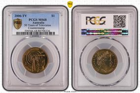 2006-TV $1 50 Years of Television Counterstamp MS68