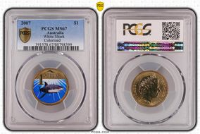 2007 $1 White Shark  Colorized MS67