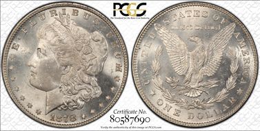 1878 7TF $1 VAM 81, Polished Ear MS65