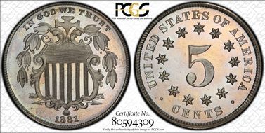 1881 5C PR67CAM