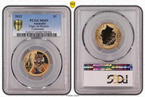 2012 $1 Tiger Al-Bronze Colorized MS69