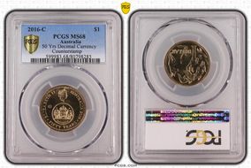 2016-C $1 50 Yrs Decimal Currency Canberra Counterstamp MS68