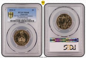 2016-C $1 50 Yrs Decimal Currency Canberra Counterstamp MS68