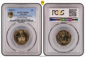 2016-C $1 50 Yrs Decimal Currency Canberra Counterstamp MS68