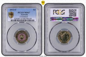 2013-C $2 Coronation Colorized MS67