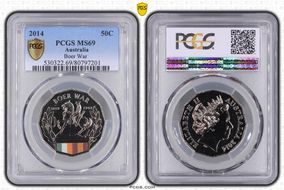 2014 50C Boer War Colorized MS69
