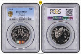 2014 50C Boer War Colorized MS69