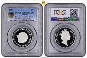 1991 50C Decimal Currency Ag PR69DCAM
