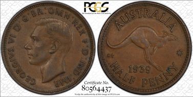 1939 1/2D Kangaroo Reverse AU53BN