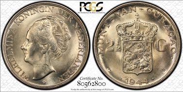 1944-D 2 1/2 G KM-46  Ag MS64