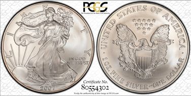 2007 $1 Silver Eagle MS69