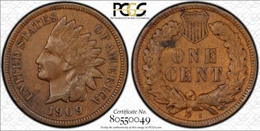 1909-S 1C Indian VF30BN