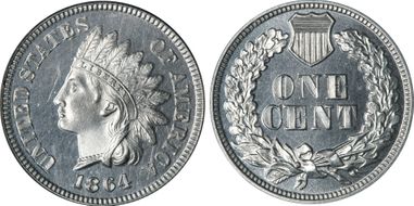 1864 1C J-361 PR65CAM