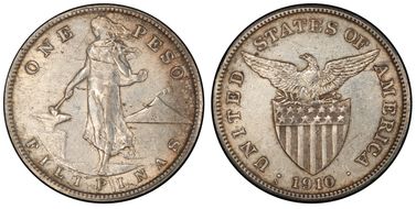 1910-S Peso KM-172  Ag AU53