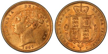 1887-M 1/2 Sov S-3863B Young Head AU55