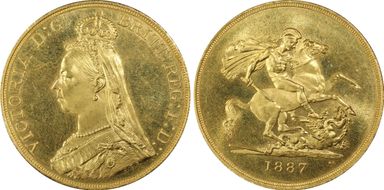 1887 £5 S-3864 MS64