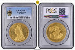 1887 £5 S-3864 MS62