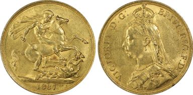 1887 £2 S-3865 AU58