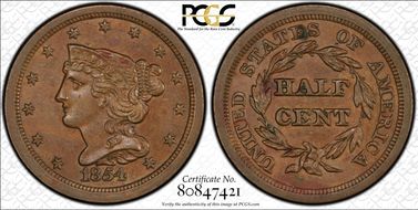 1854 1/2C MS62BN