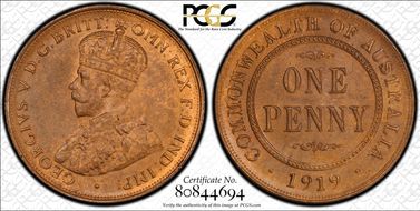 1919 //. (m) 1D Dot below MS64RB