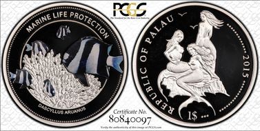 2015 $1 Whitetail Damselfish Marine Life Protection PR68DCAM