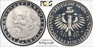 1968-D 5 Mk Pettenkoffer PR67DCAM