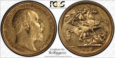 1906-M 1/2 Sov S-3975 AU53