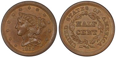 1855 1/2C MS64BN