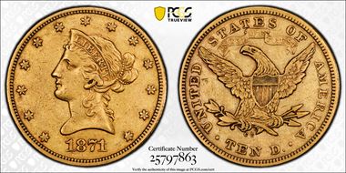 1871-CC $10 XF45