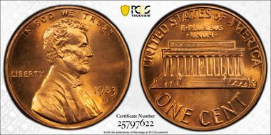 1983-D 1C MS68RD