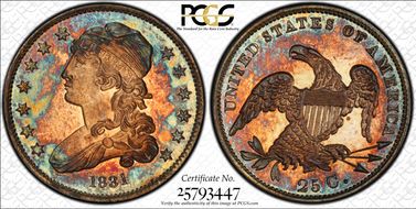 1831 25C Large Letters PR65CAM