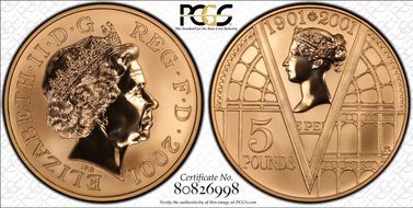 2001 £5 S-L9 Victorian Ann. Au Reverse Proof PR70