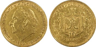 1910 10 Per Laureate Head KM-9  Au N1