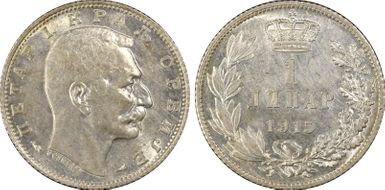 1915 Dinar w/ Signature  ↑↓ KM-25.3  Ag AU58