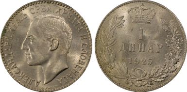 1925 Dinar KM-5 Brussels MS64