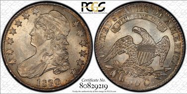 1830 50C O-114, Large Letters MS63