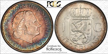 1964 Gulden KM-184  Ag MS66