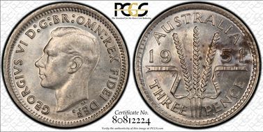 1951(m) 3D KM-44  Ag MS63