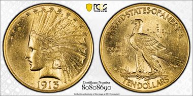 1913 $10 AU58