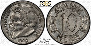 1920 10 Pfg Funck-51.1Ab Bonn  Ludwig van Beethoven MS64