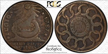 1787 Fugio 1C States United, 4 Cinq F15BN