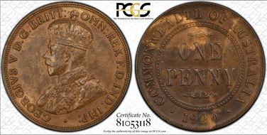 1920 //.  1D Dot Below Indian Obverse MS62BN