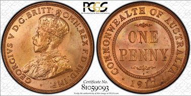 1917-I (c) 1D MS64+ RD