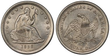 1838 25C Seated, No Drapery MS62