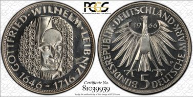 1966-D 5 Mk Leibniz J-394 PR67CAM