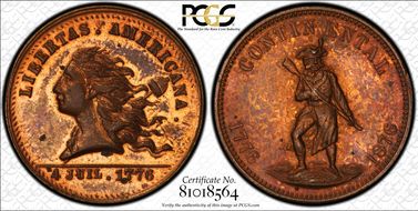 (1876) Token Pa-Ph 256 Copper  Mule w/Pa-Ph 259 Obv. MS63RB