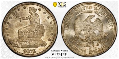 1876-S T$1 TDV-26, Type II/II, RPD 6 MS64