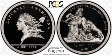 (1776) Medal Libertas Americana Ag 2015 Restrike - 1 oz. PR69DCAM